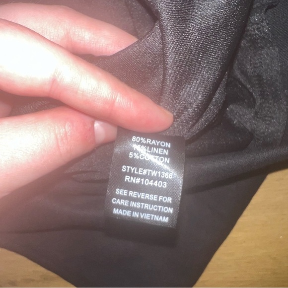 NWT The Workshop Black Linen Spaghetti Strap Dress M Lace up Back with Slit - Picture 6 of 11